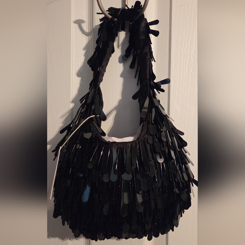 FABULOUS Viral Black CHA CHA Beaded Purse Shoulder Handbag - NWT!